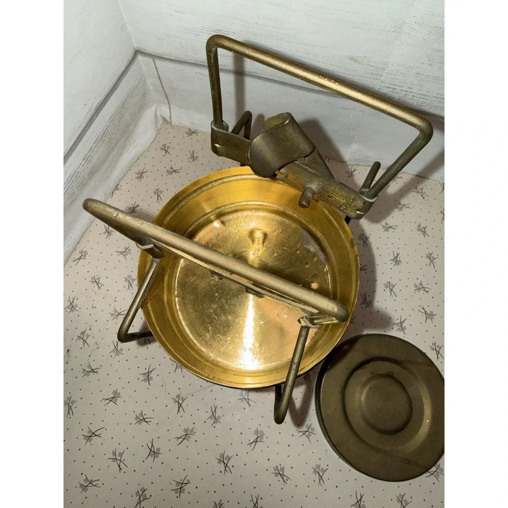 Old Brass Three  Tier‎ Tiffin Food Carrier Round Lunch Box Container Prairie